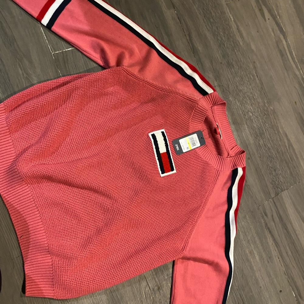 Tommy Hilfiger Red Sweater with Logo Patch